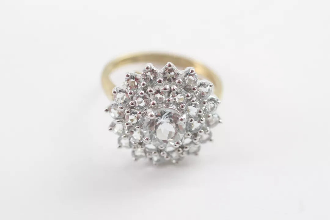 PRELOVED 9ct aqua marine cluster ring