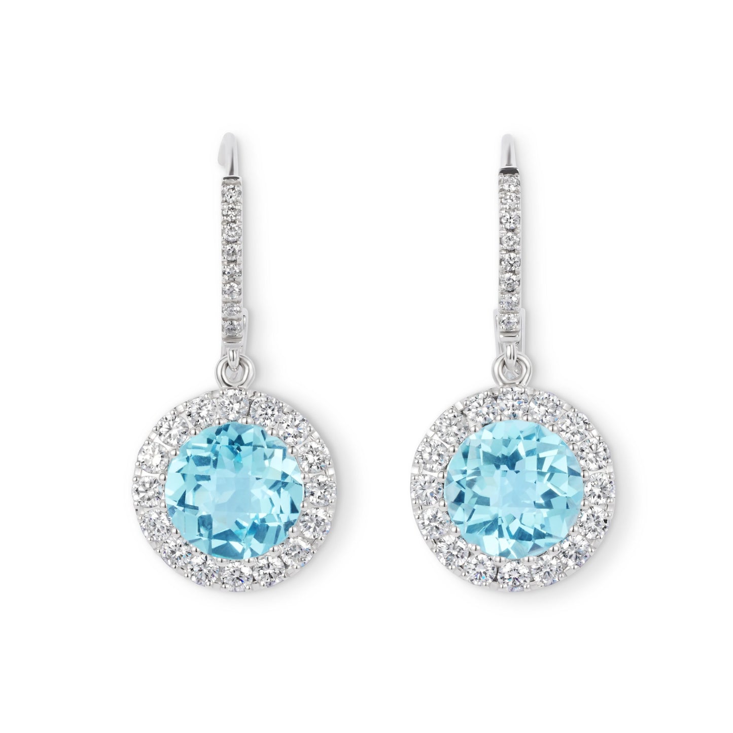 NEW JX range 18ct white gold blue topaz drop earings