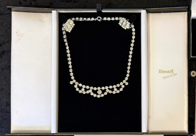 ANTIQUE Vintage Crystal Necklace & Earrings Set in Presentation Box