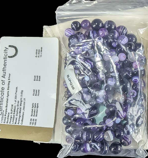 Ladies 530ct purple banded agate sterling silver necklace