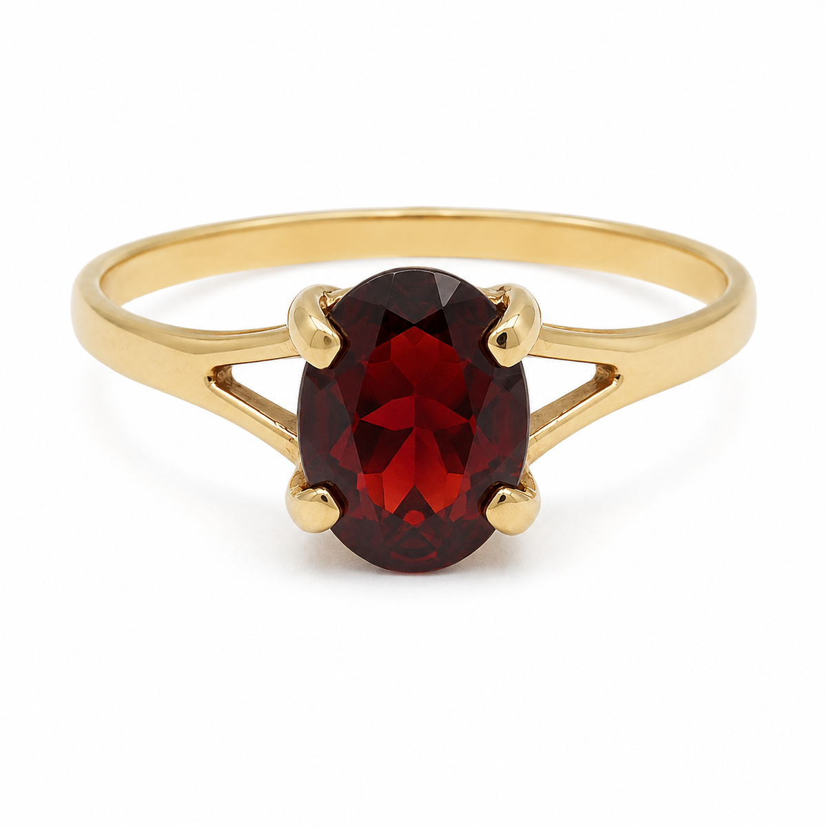 PRELOVED Gold garnet soliraire ring