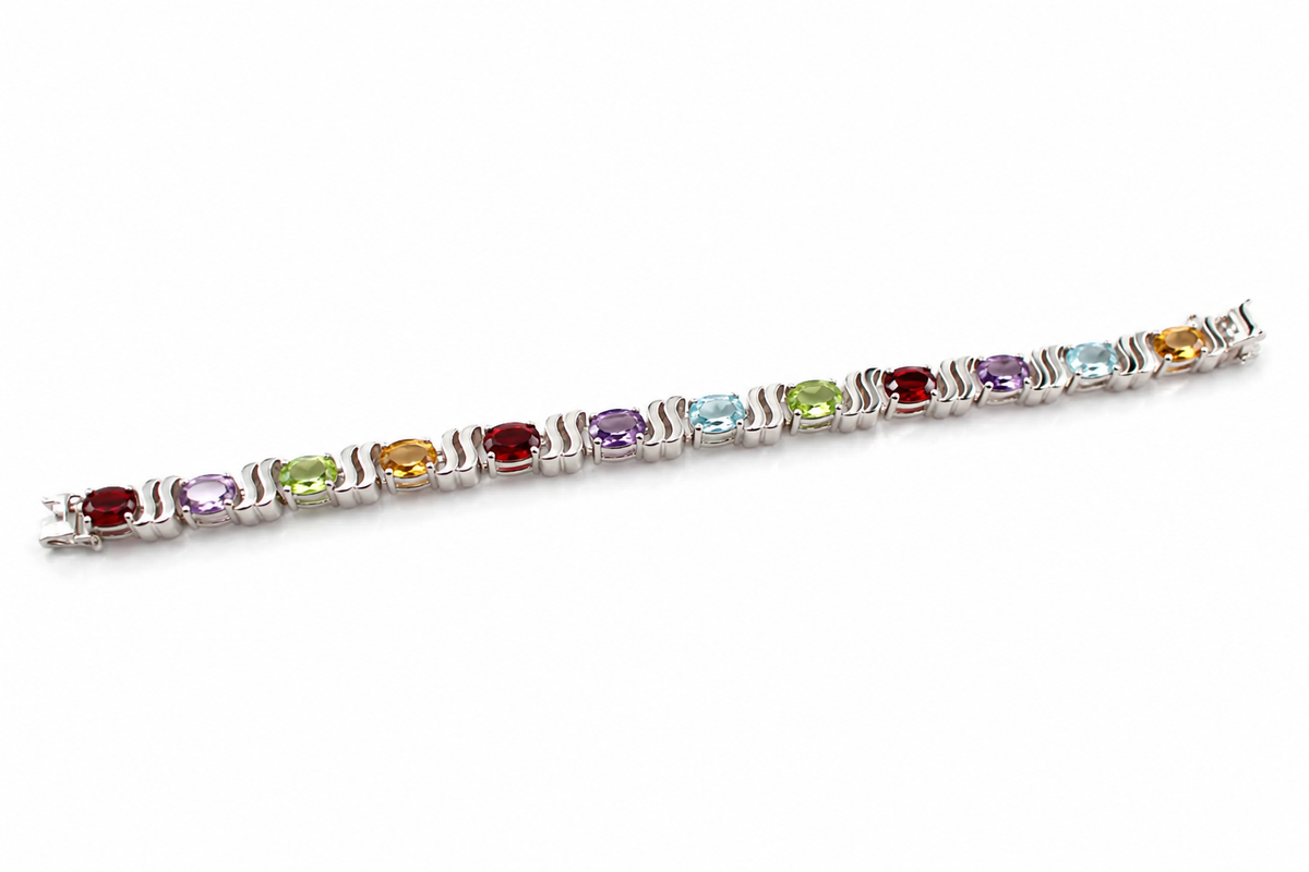 PRELOVED Sterling silver multi gemstone bracelet