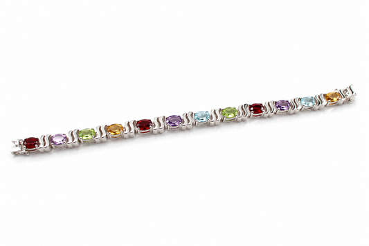 PRELOVED Sterling silver multi gemstone bracelet