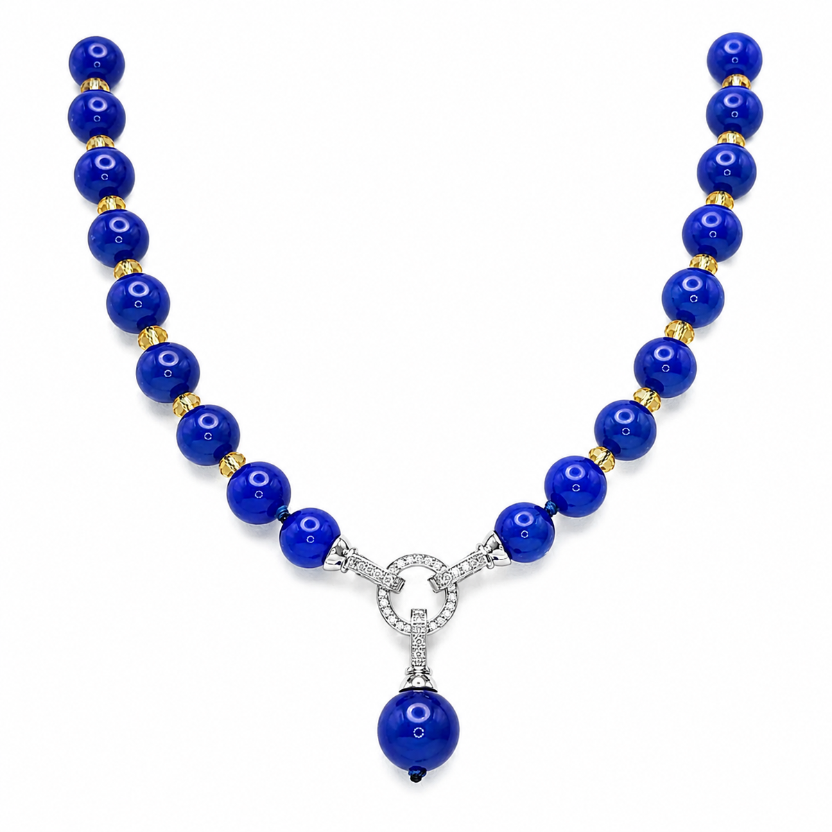PRELOVED Bright blue beaded necklace with drop pendant