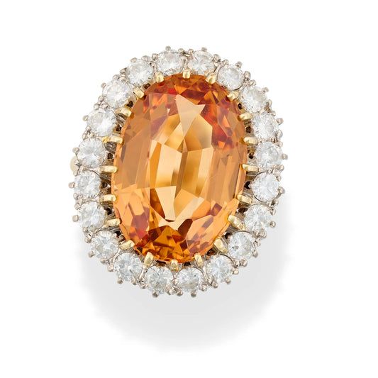PRELOVED 12.5 ct jmperial topaz and diamond cluster ring