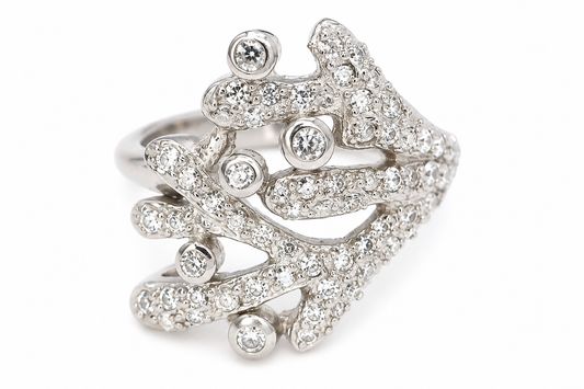 PRELOVED sterling silver CZ openwork statemant ring