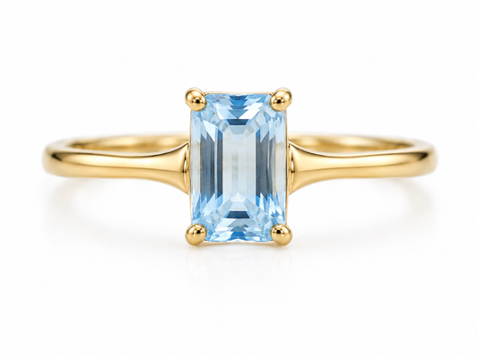 PRELOVED 9ct gold blue topaz solitaire ring