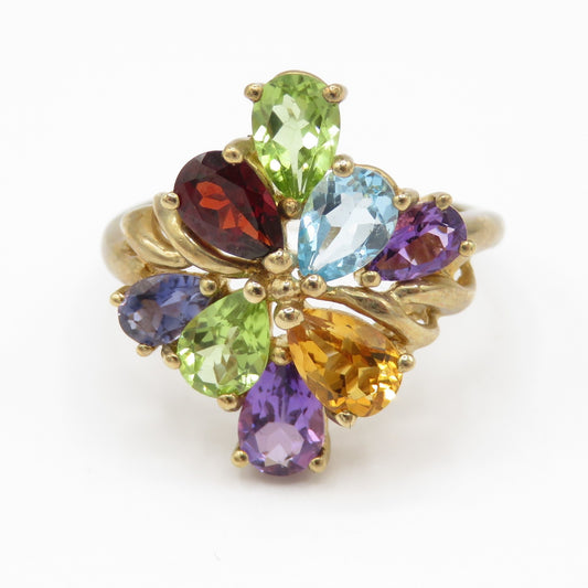 PRELOVED Gold multi gemstone and diamond ring spinning ring