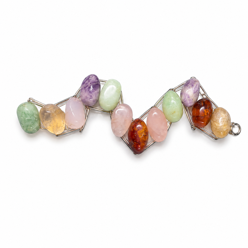 PRELOVED Natural multi gemstone agate bracelet