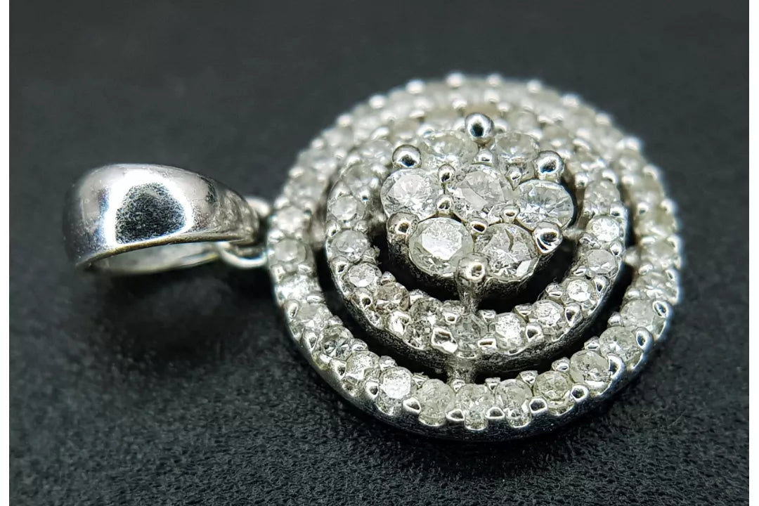 PRELOVED 14ct white gold diamond circular cluster pendant