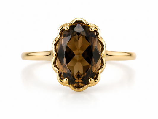 PRELOVED 9ct gold smokey quartz coktail ring