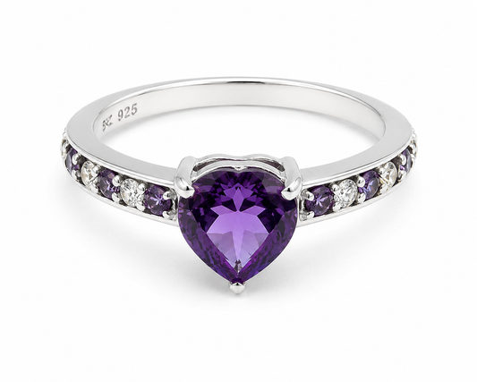 PRELOVED Silver amethyst heart ring