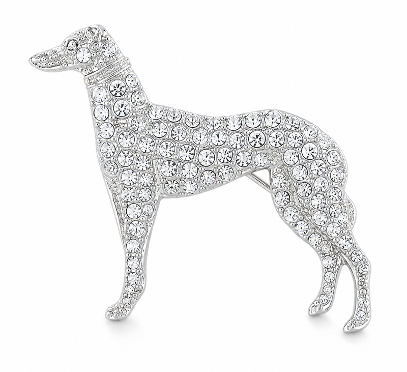 VINTAGE Style crystal greyhound broach