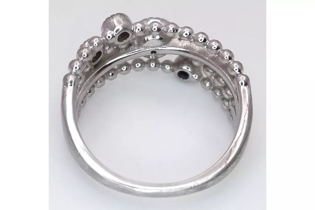 PRELOVED Sterling silver multi row white stone statement ring