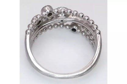 PRELOVED Sterling silver multi row white stone statement ring