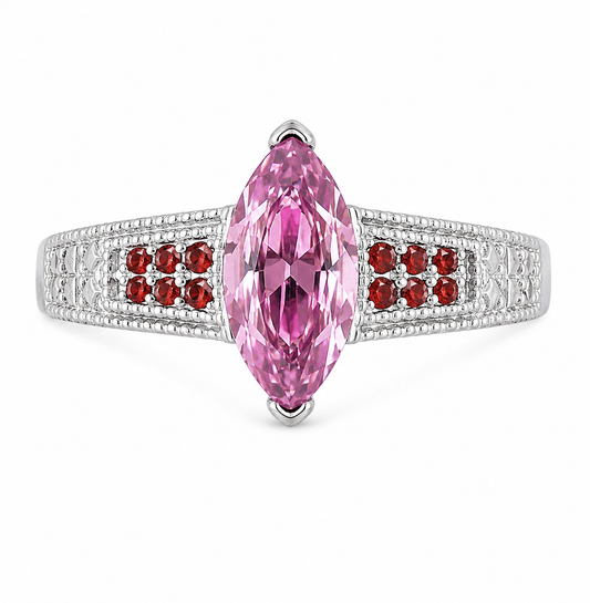 PRELOVED Sterling silver pink marquise statement ring