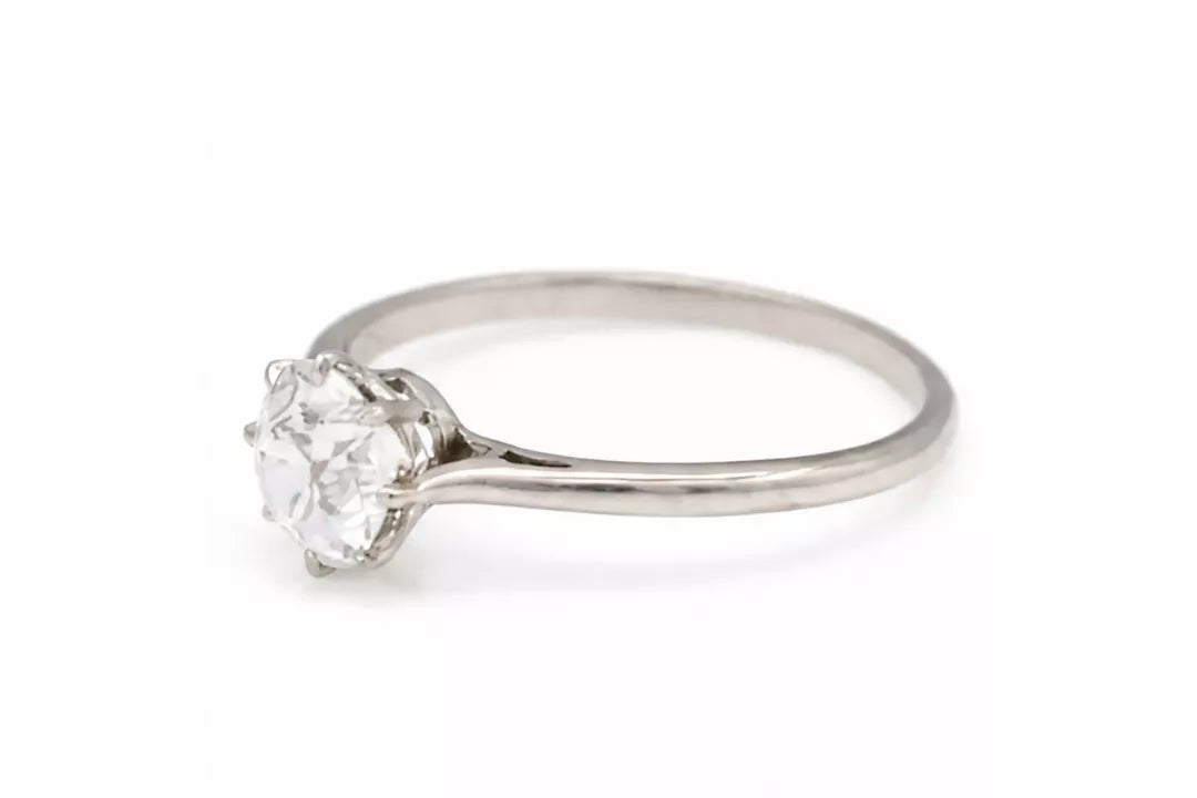 PRELOVED Platinum old cut diamond solitaire ring