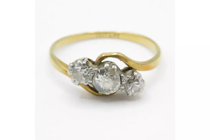 ANTIQUE Gold diamond crossover trilogy ring