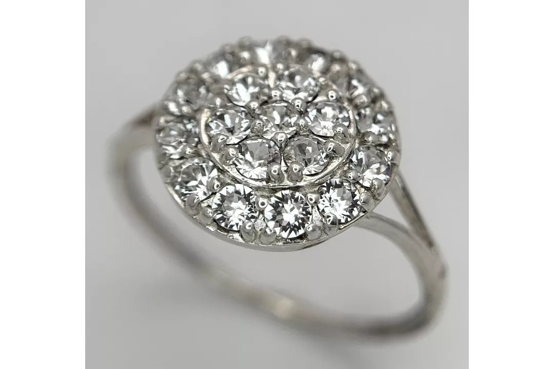 PRELOVED Sterling silver white stone cluster ring