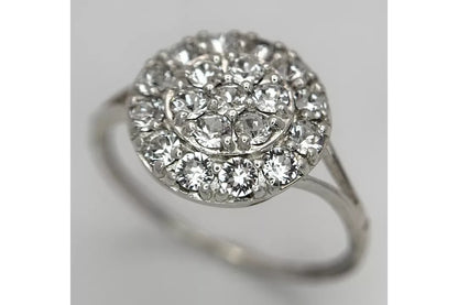 PRELOVED Sterling silver white stone cluster ring