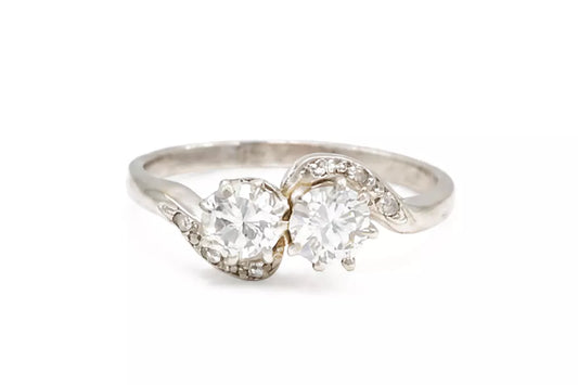 PRELOVED Platinum diamond crossover ring - approx 0.65ct