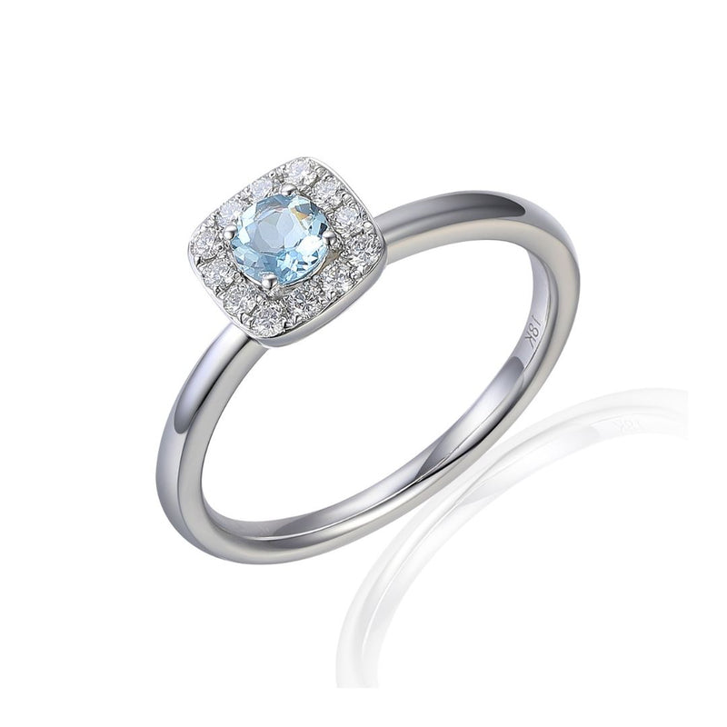 NEW JX Range 18ct white gold aquamarine and brilliant cut diamonds