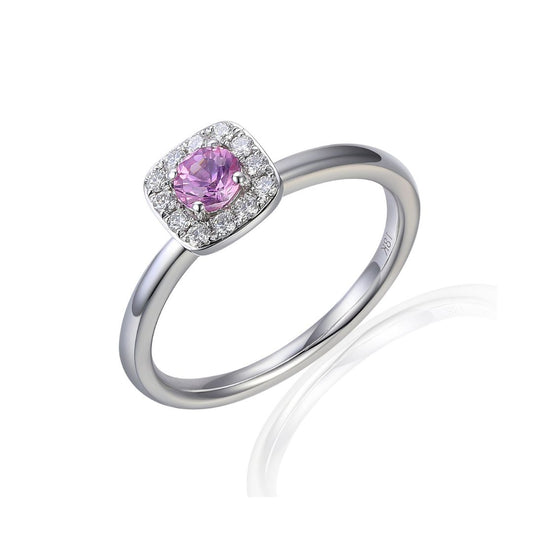 NEW JX range 18ct white gold pink sapphire and diamond ring