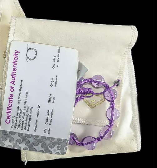 Ladies 50 cts Amethyst Sterling Silver Bracelet.