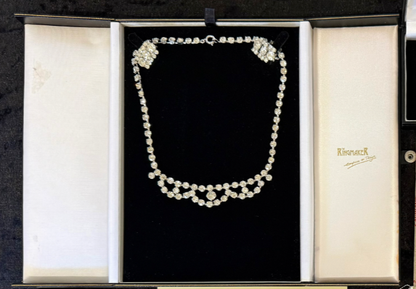 ANTIQUE Vintage Crystal Necklace & Earrings Set in Presentation Box
