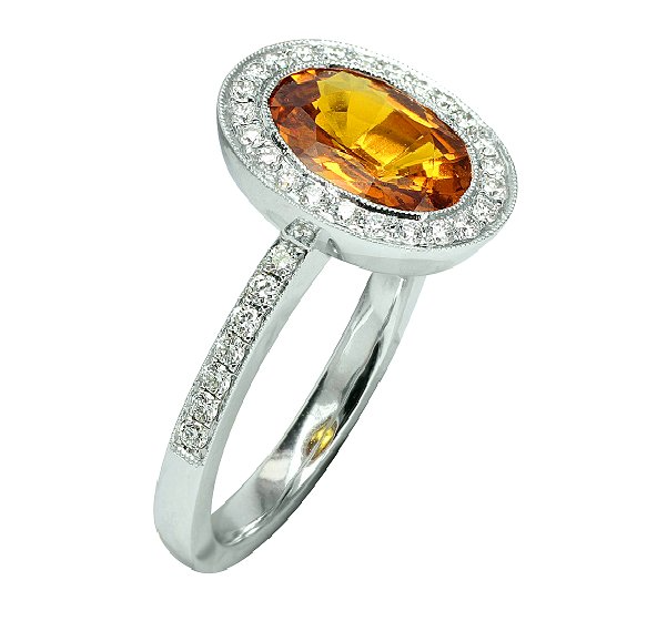 NEW JX Range Orange Sapphire & Diamond Ring – 18ct White Gold