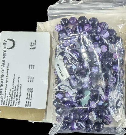 Ladies 530ct purple banded agate sterling silver necklace