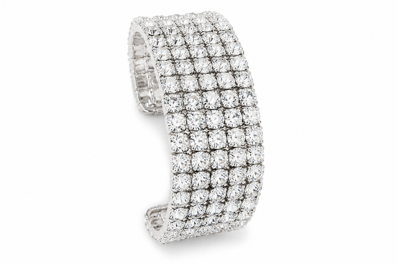 PRELOVED Diamanté Multi-Row Statement Cuff Bangle