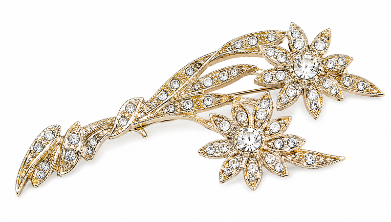VINTAGE style crydtal floral spray broach