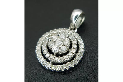 PRELOVED 14ct white gold diamond circular cluster pendant