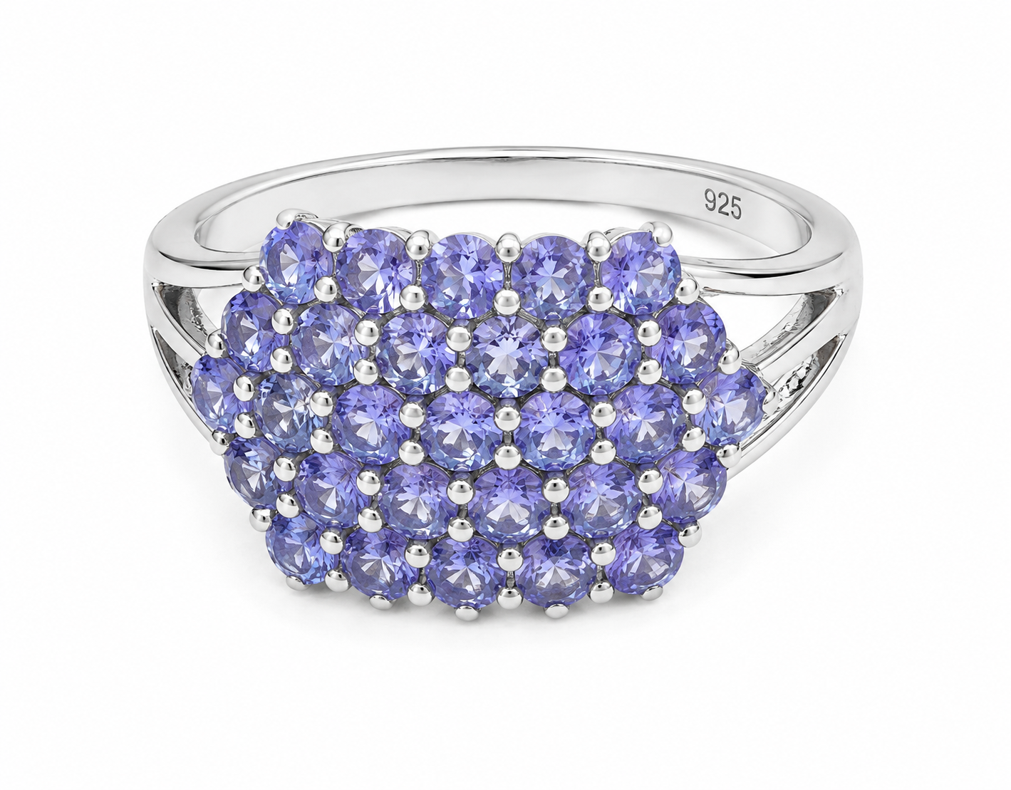 PRELOVED Silver tanzanite cluster ring