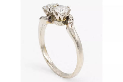 PRELOVED Platinum diamond crossover ring - approx 0.65ct