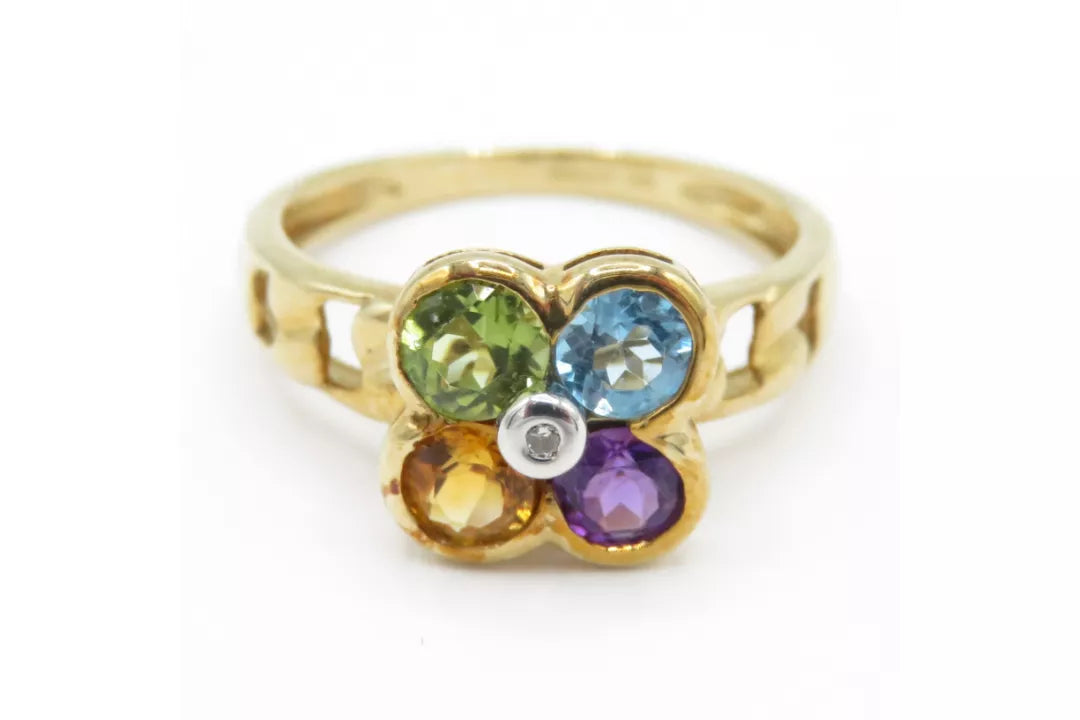PRELOVED Gold Multi gemstone and diamond ring