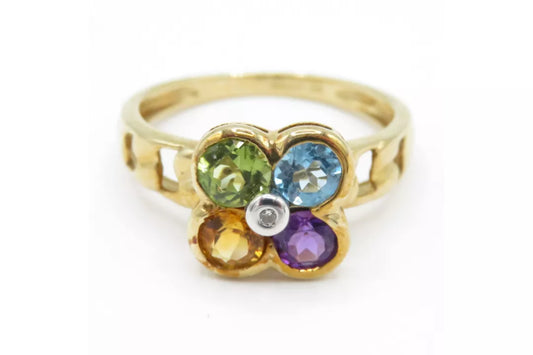 PRELOVED Gold Multi gemstone and diamond ring