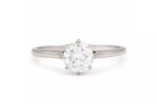 PRELOVED Platinum old cut diamond solitaire ring