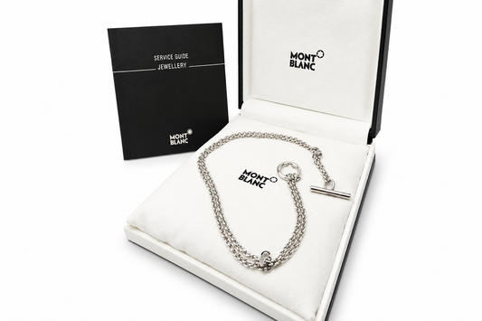 PRELOVED Montblanc Sterling Silver Triple-Link Chain Necklace with Star Roundel Toggle Clasp – Boxed