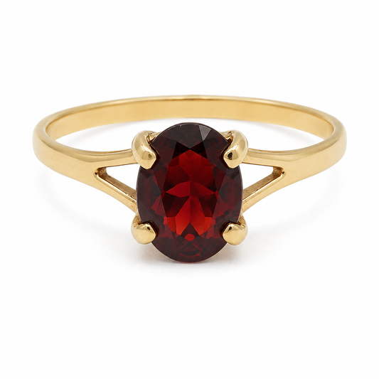 PRELOVED Gold garnet soliraire ring