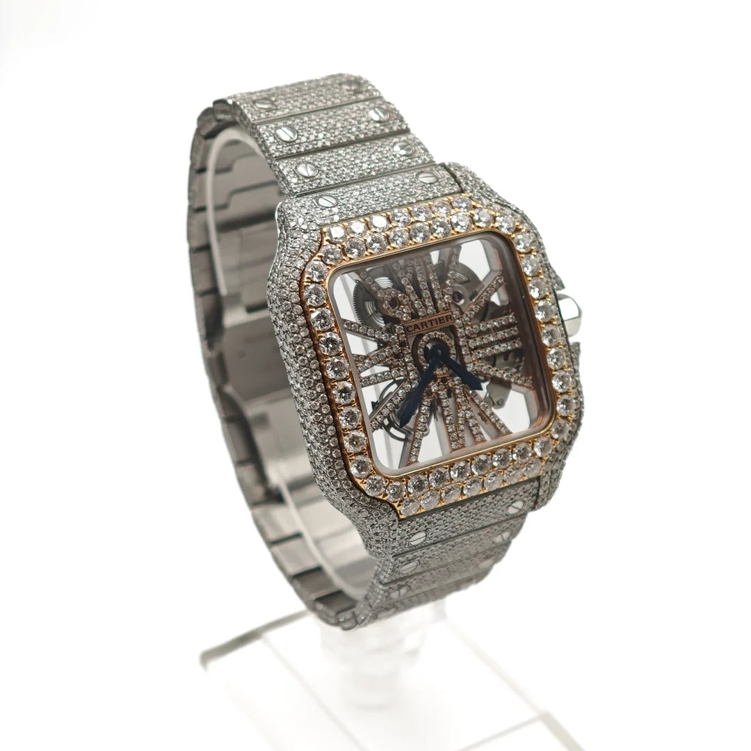 Full diamond Cartier Santos Seleton watch