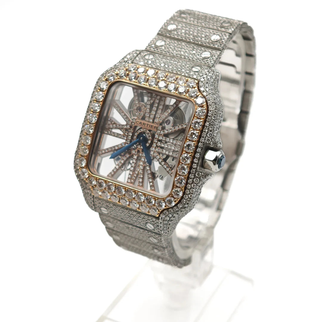 Full diamond Cartier Santos Seleton watch