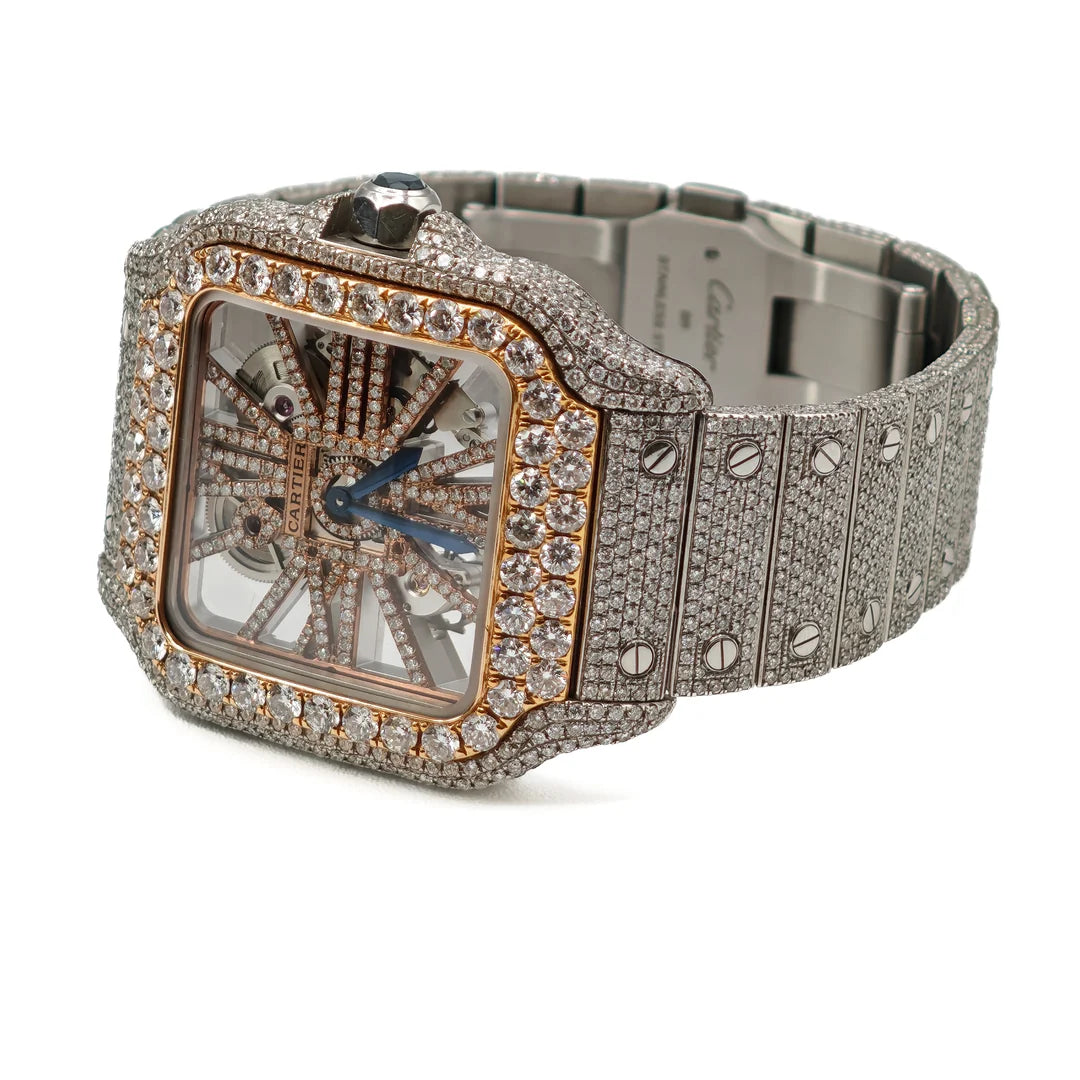 Full diamond Cartier Santos Seleton watch