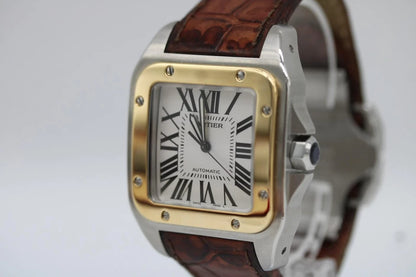 Cartier Santos 100 XL with gold bezel